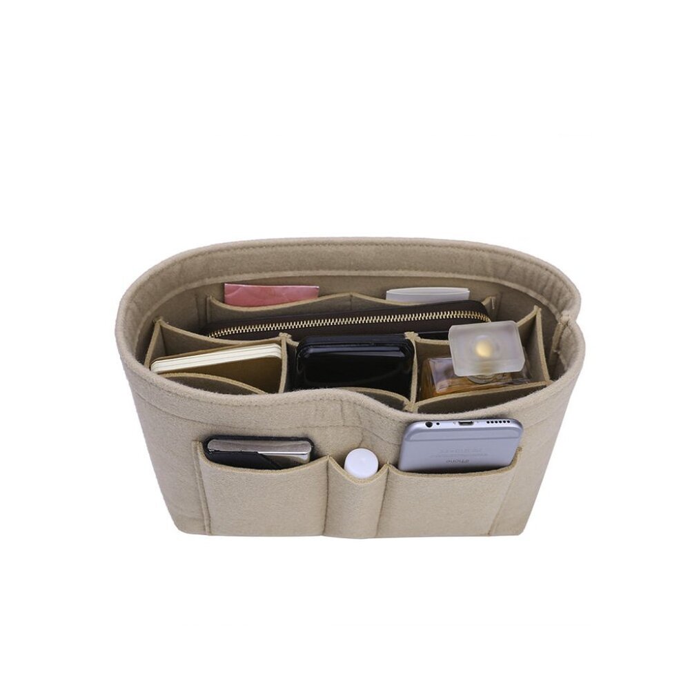 Womens Size Small Purse Organizer Insert, Felt Bag Organizer for Handbag Beige - Picture 4 of 9